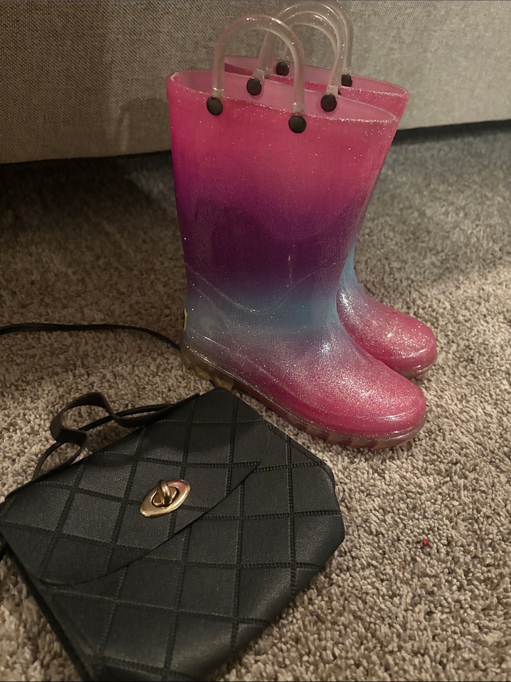 Pink to Purple Ombre Glitter Rain Boots